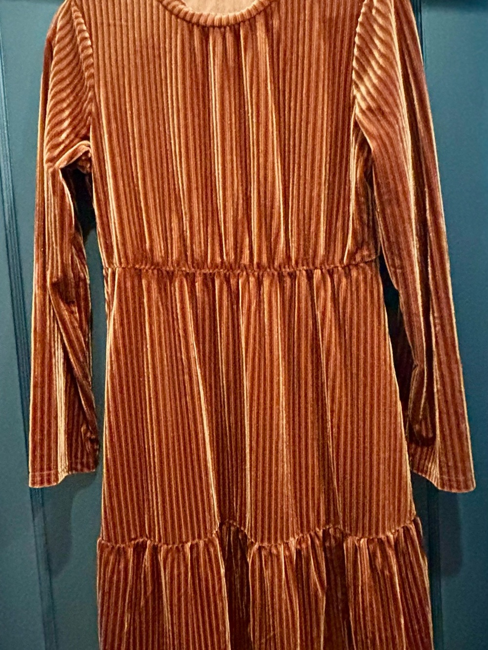 SHEIN Rust Velvet Long Sleeve Maxi Dress - Picture 2 of 5